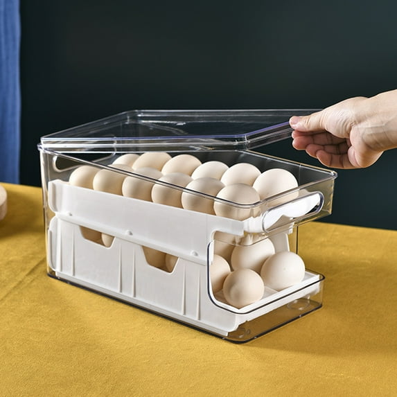 FRCOLOR Egg Dispenser Holders Kitchen Eggs Organizer for Refrigerator Organizers