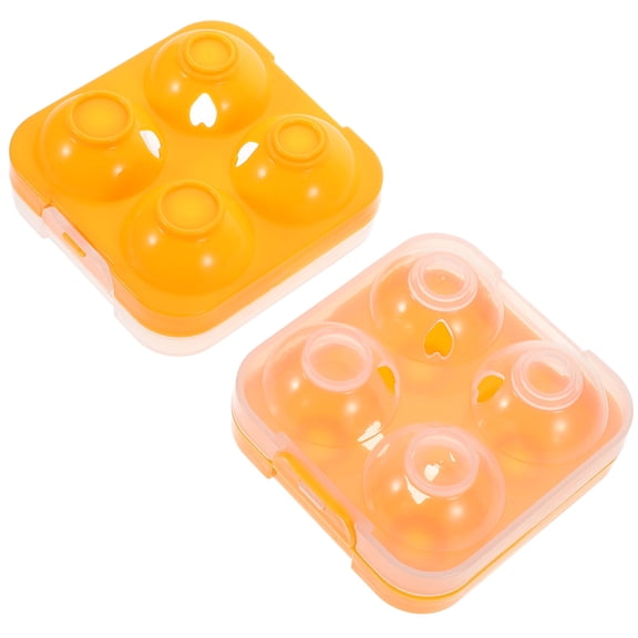 FRCOLOR Reusable Plastic Egg Cartons 4 Count Orange Storage Boxes for Refrigerator Lightweight and Space