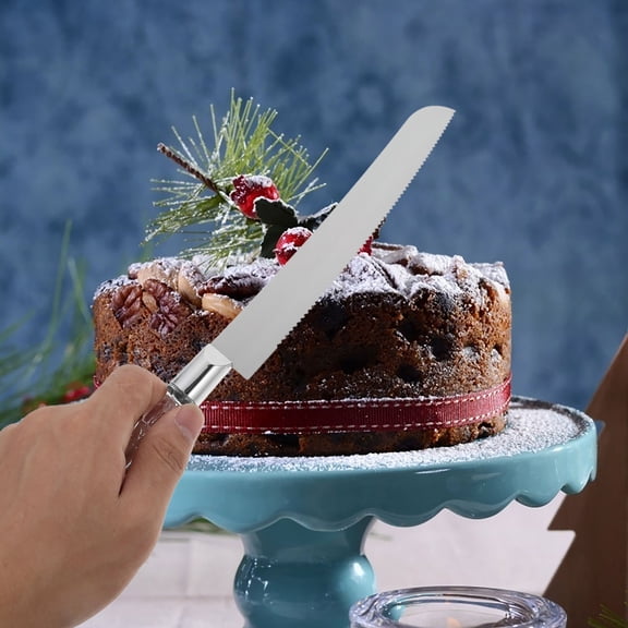 FRCOLOR Elegant Crystal Handle Cake Knife and Server Set for Wedding in Stainless Steel and Plastic Silver