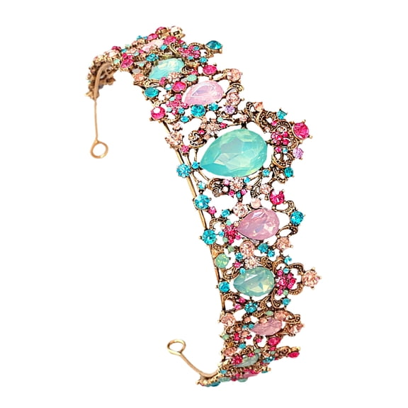 FRCOLOR Elegant Rhinestone Crown For Women Stunning Multicolor Tiara For Wedding Bridal Costume Accessory Ladies Wedding Prom Crown Headpiece