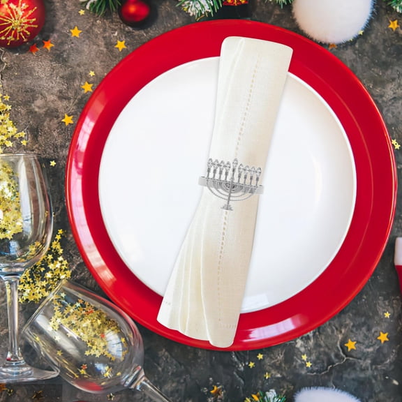 FRCOLOR Elegant and Alloy Napkin Rings for Home Use Silver Pieces