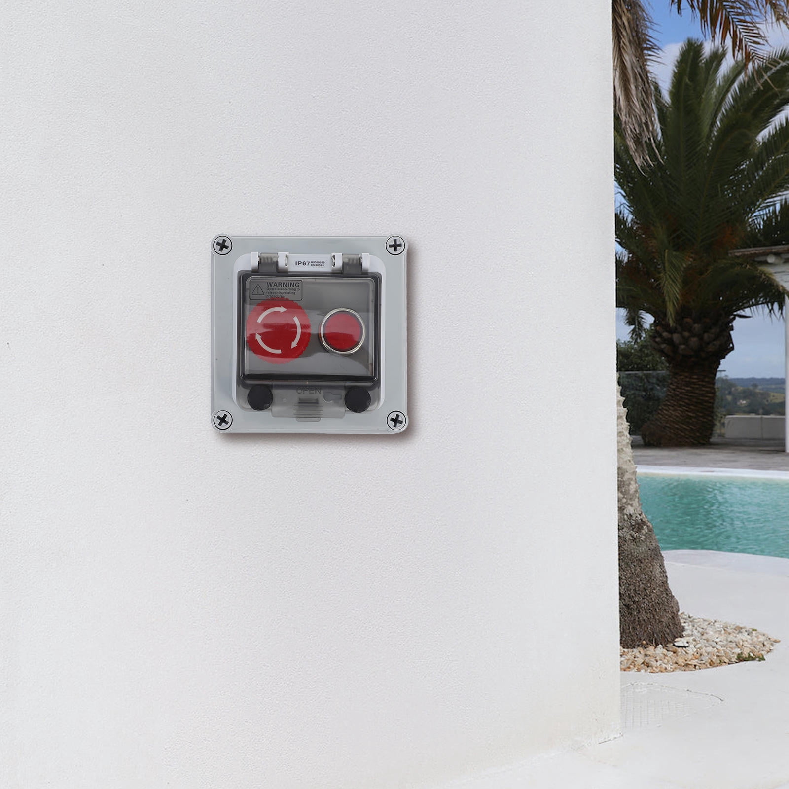 FRCOLOR Emergency Start Switch Stop Switch Waterproof Box Red Mushroom ...