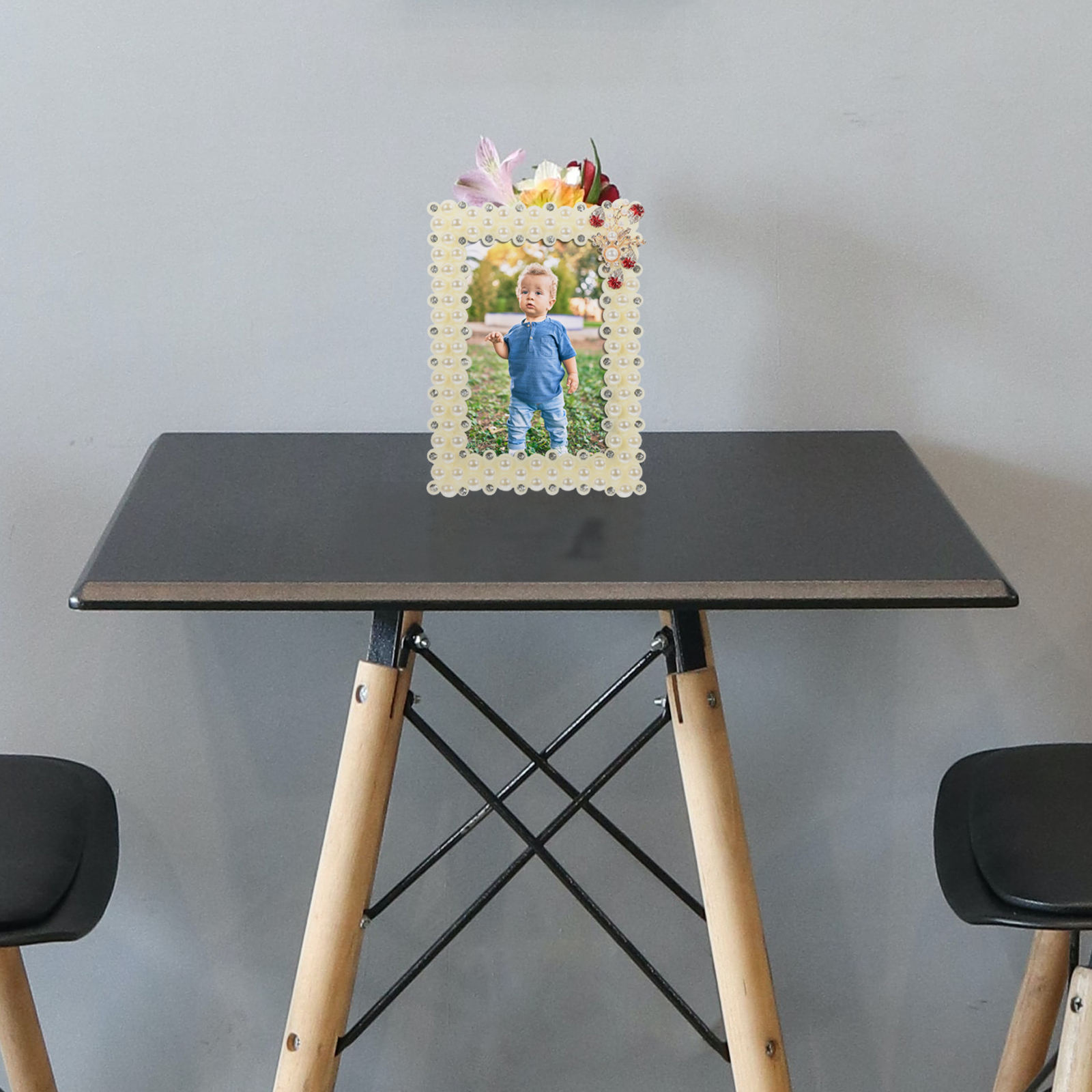 FRCOLOR European Photo Frame with Rhinestones for Home White Color and ...