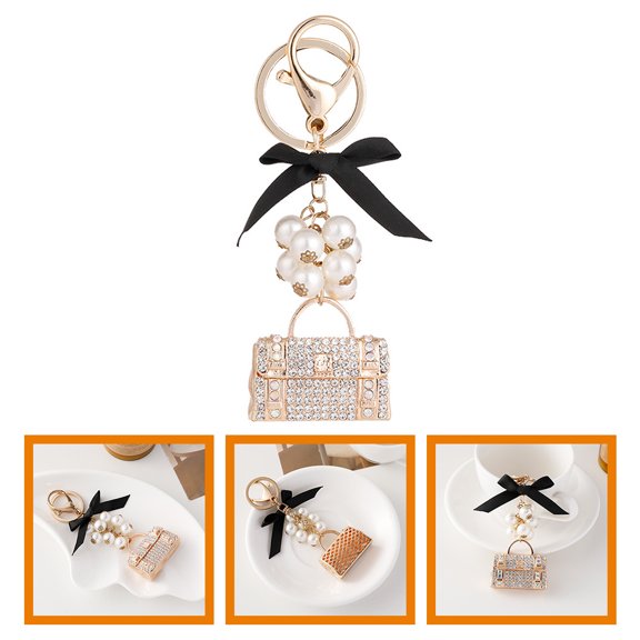 FRCOLOR FRCOLOR Keychain Lovely Rhinestone Keychain Hanging Key Ring Bag Charm Pendant