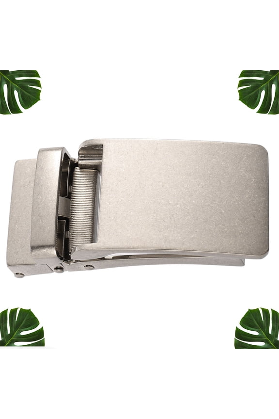 Fashion Men's Business Alloy Automatic Buckle Unique Mens Plaque Belt Buckles for Belt (Silver)