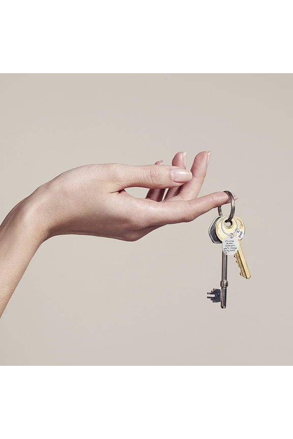 Father's Day Key Chain with Heartwarming Engraving Made of Stainless Steel Silver Color 30mm