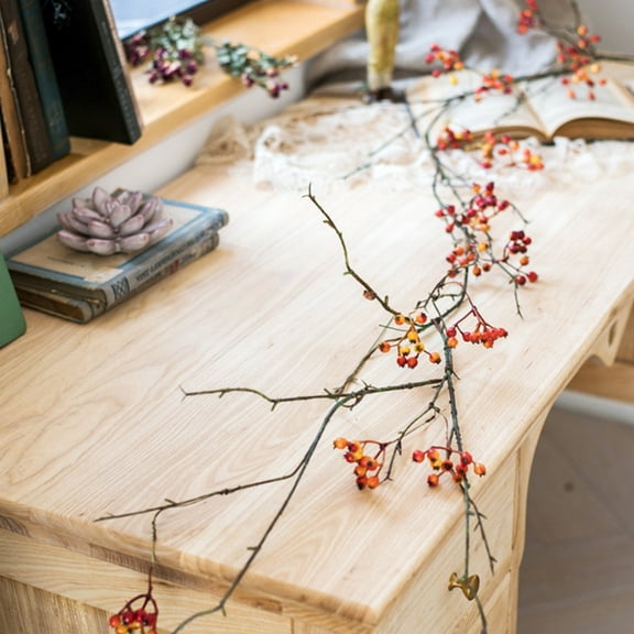 FRCOLOR Faux Floral Stems Imitation Berry Branch Orange Foam Wire Plastic Indoor and Outdoor Decoration 1Pcs