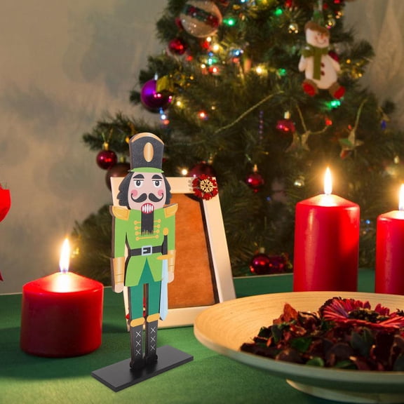 FRCOLOR Festive Wooden Nutcracker Soldier Figure Nutcracker Ornament For Christmas Home Decor Table Decoration Holiday Party Supplies Figure