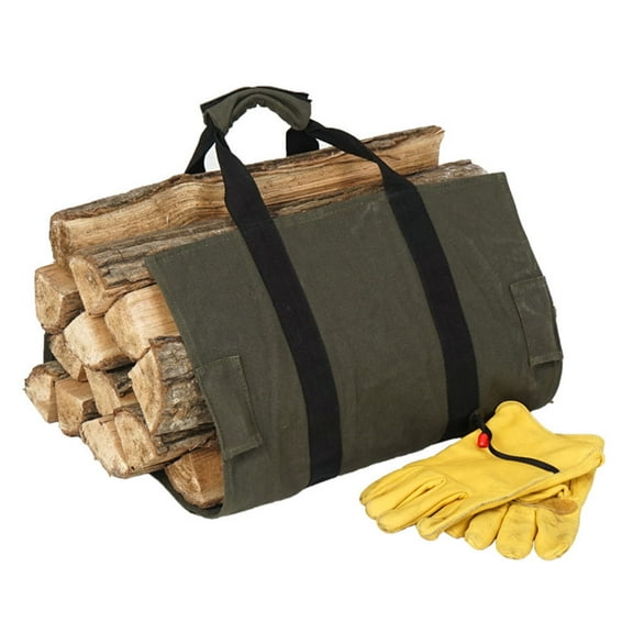 FRCOLOR Fireplace Log Bag Waterproof Foldable Firewood Carrier Tote