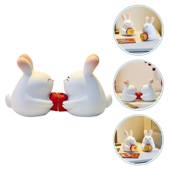 FRCOLOR  Flocked Decoration Rabbit Ornament Cute Bunny Figurine Sculpture Lovers
