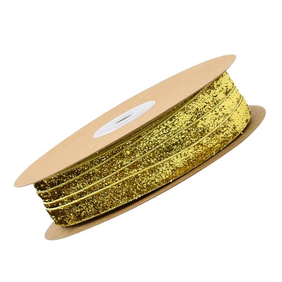 LABSERRON Golden Flocking Plush Ribbon for Party Decoration, 1 Roll, Ideal for Wrapping and Crafting