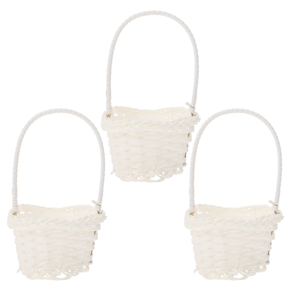 FRCOLOR Flower Basket 3pcs Bridal Flower Basket Wedding Flower Girl Basket Romantic Petals Storage Basket for Wedding Party Home White,5.91"X3.54"X3.15"