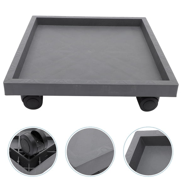 FRCOLOR Flower Pot Tray Wheeled Planter Stand Plants Caster Wheels Grey