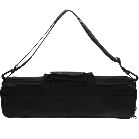 FRCOLOR Black Flute Bag Made of Oxford Cloth for Reliable Music Instrument Storage 15.5x6.5 Inches