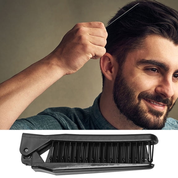 FRCOLOR Foldable Comb Smoothing Hot for Wigs Folding Small Travel Black