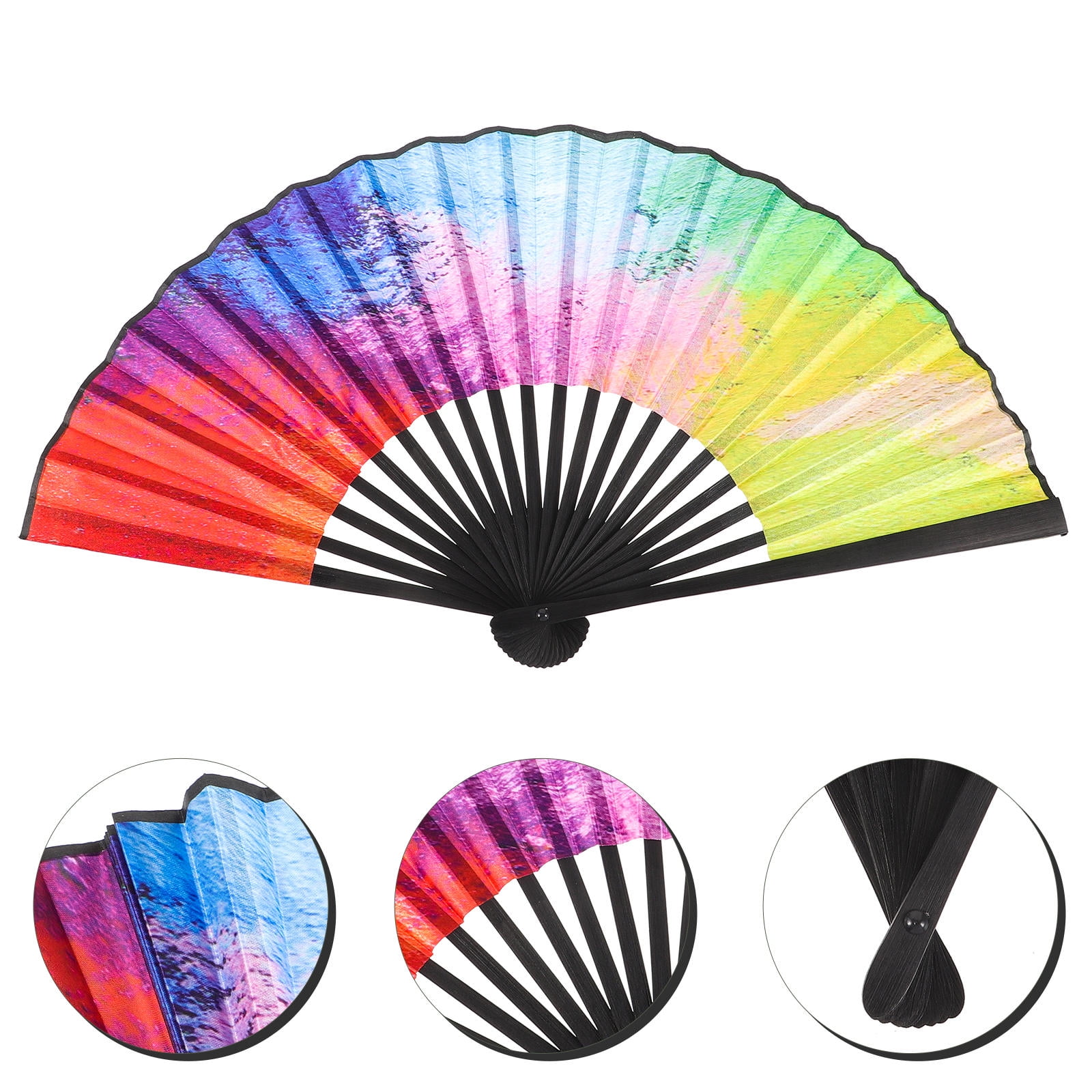 FRCOLOR Folding Fan Color Folding Fan Colorful Hand Held Fan Rainbow ...