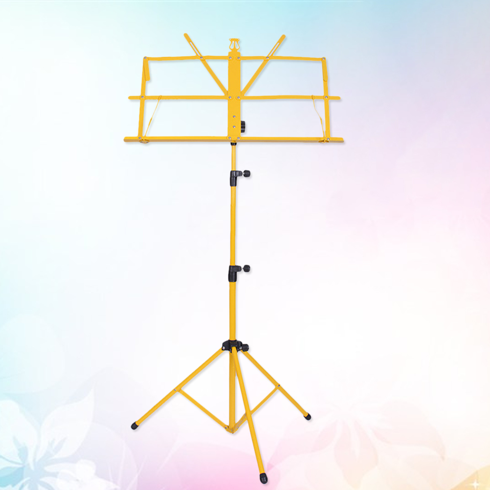 FRCOLOR Folding Music Stand Adjustable Song Stand Spring-style Music Holder 1pcs Yellow