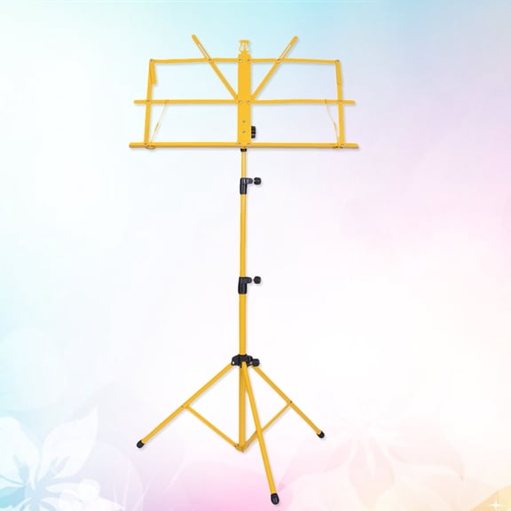 LABSERRON Folding Tripod Music Stand Multi Angle Viewing Durable Yellow 1Set