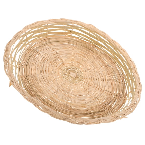 WASHWEPE Natural Bamboo Round Bread Basket for Storage with Heat Insulating Tray Khaki Color Ideal for Kitchen Organization and Serving 12.5 inches