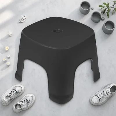 FRCOLOR Stable Plastic Foot Stool for Toilet Bathroom Step Comfortable Black Footrest