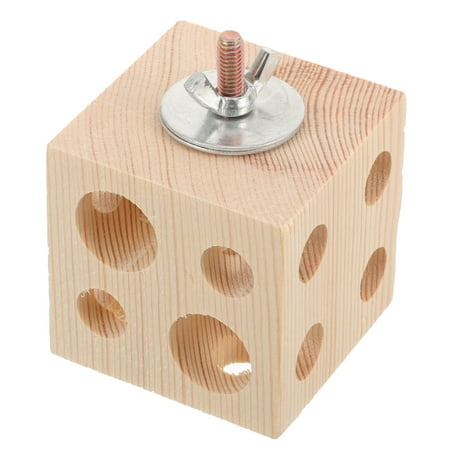 DECOMELODY Foraging Budgie Toy Wooden Cube for Pet Owners 1Set 3x2.1x2.1in
