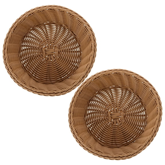 FRCOLOR 2Pcs Round Plastic Baskets for Kitchen Countertop and Pantry Fruit Vegetable Storage Bin