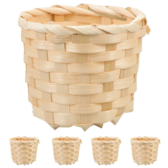 FRCOLOR Fruit Basket 5pcs Miniature Woven Small Weaving Picnic Basket for Party Favor,3.54"X3.54"X2.95"