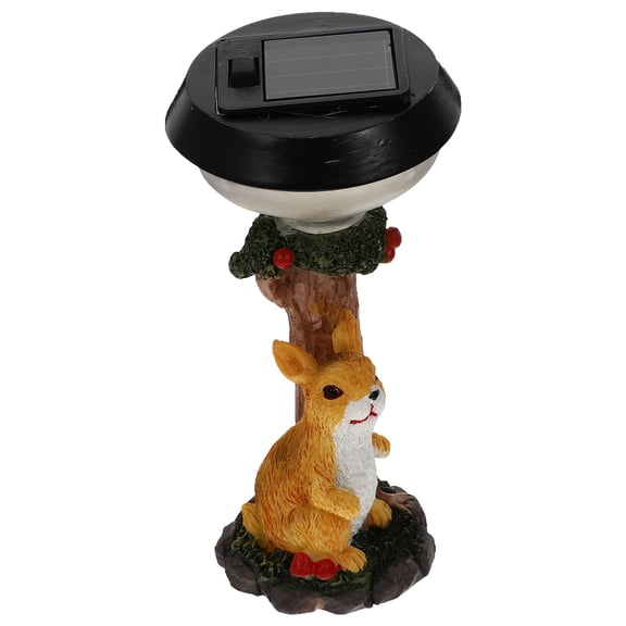 FRCOLOR  Garden Scene Decor Rabbit Statue Lamp Solar Gnomes Outdoor Light