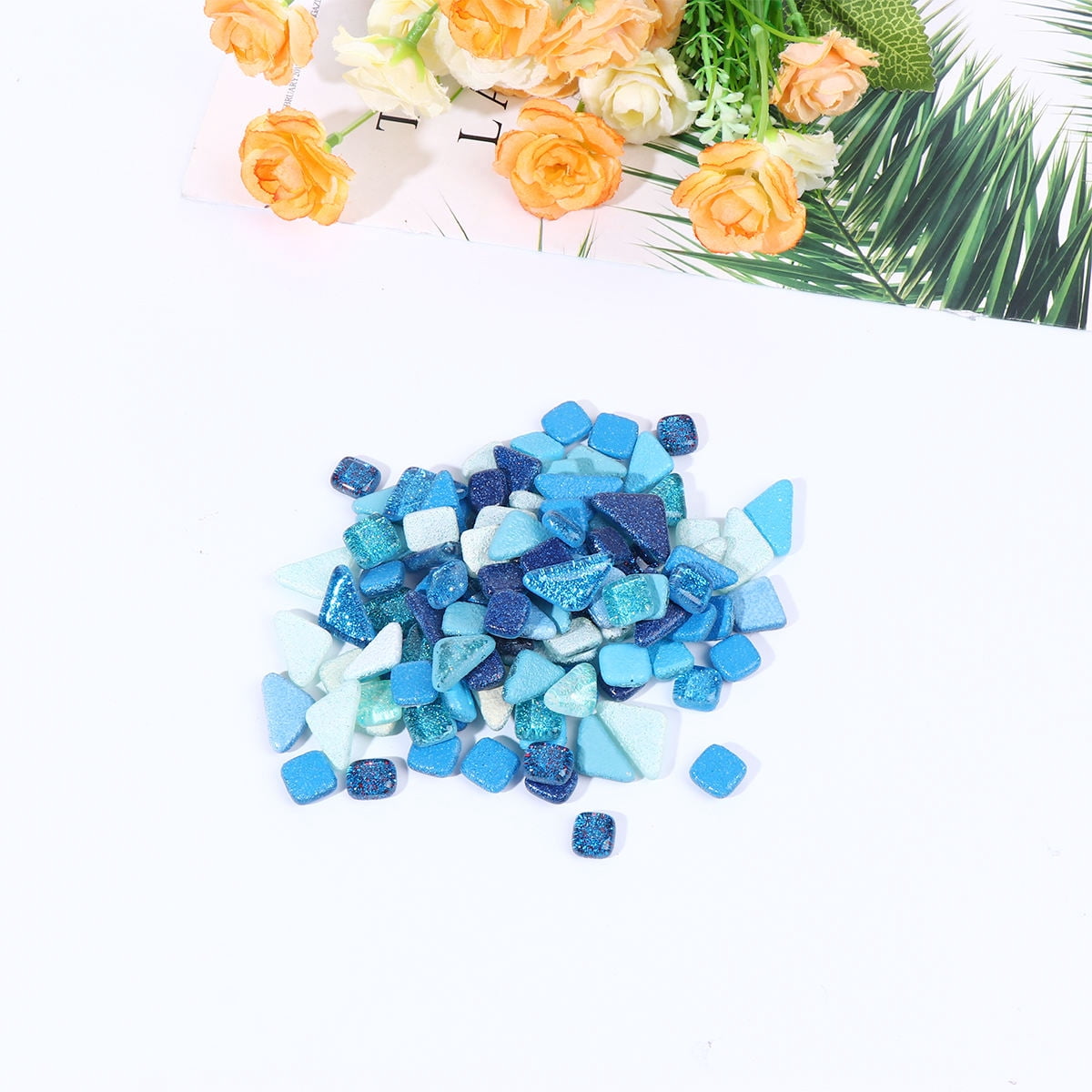 WRISTBIQUE Decorative Tile Blue Crystal Glass For Craft Enthusiasts Home Decoration 1 Set