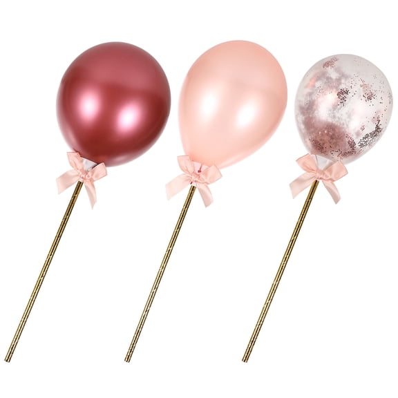 FRCOLOR Golden Balloon Cake Topper for Cake Decor Latex and Plastic Suitable for Parties 1 Set