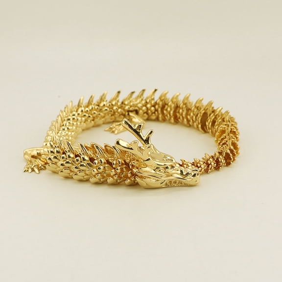 FRCOLOR Golden Brass Dragon Statue Decor for Desktop Auspicious Chinese Decoration 6.3 Inches