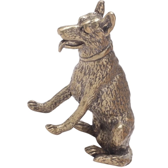 FRCOLOR Golden Brass Wolf Dog Statue Decorative Figurine for Home Office Decor Miniature Animal 4.5 Inches