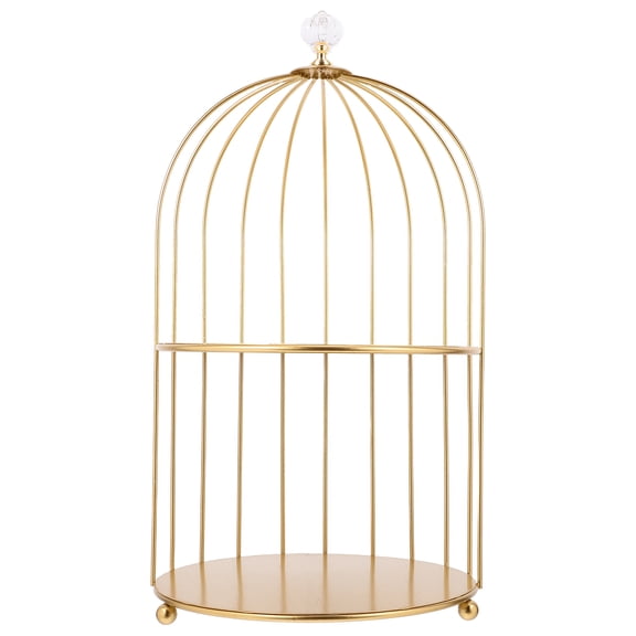 FRCOLOR Golden Cake Stand 2 Tier Serving Stand Bird Cage Dessert Stand Pastry Candy Plate For Wedding Party Birthday Baby Shower Celebrations Cake Stand