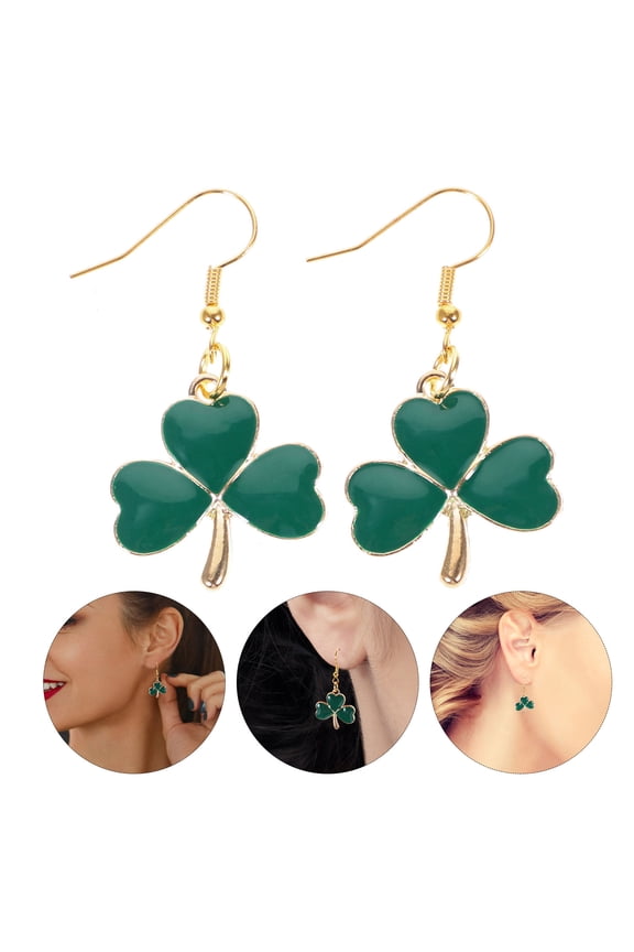 Golden Earrings for Women Lightweight Shamrock Dangle Earrings Perfect for St. Patrick's Pair
