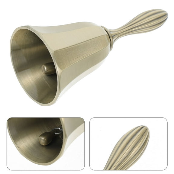 FRCOLOR Golden Hand Bell for Home Versatile Use Super Loud Zinc Alloy Easy to Operate 4 Inch