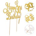 thumbnail image 1 of FRCOLOR Golden Happy 40th Birthday Cake Topper Wood and Paper Decorative Picks for Party Decorations 3pcs, 1 of 8