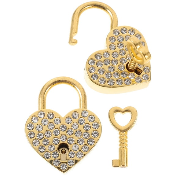 HAKIDZEL Mini Rhinestone Lock Heart Shape Decorative 2Pcs 1.5X1.2X0.3In For Luggage