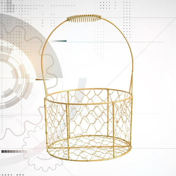 FRCOLOR Golden Iron Wire Basket for Storage with Simple Design and Metal Material Great for Home Organization