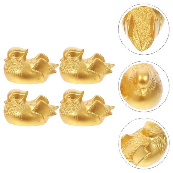 PAMINGONO Decorative Desktop Ornament Duck Figurines Golden 2 Pairs