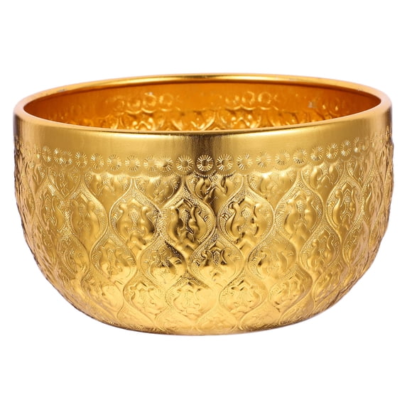 FRCOLOR Golden Metal Bowl for Home Use WearResistant Alloy Sturdy Design Perfect for Salad Soup Noodles 6.5 Inches