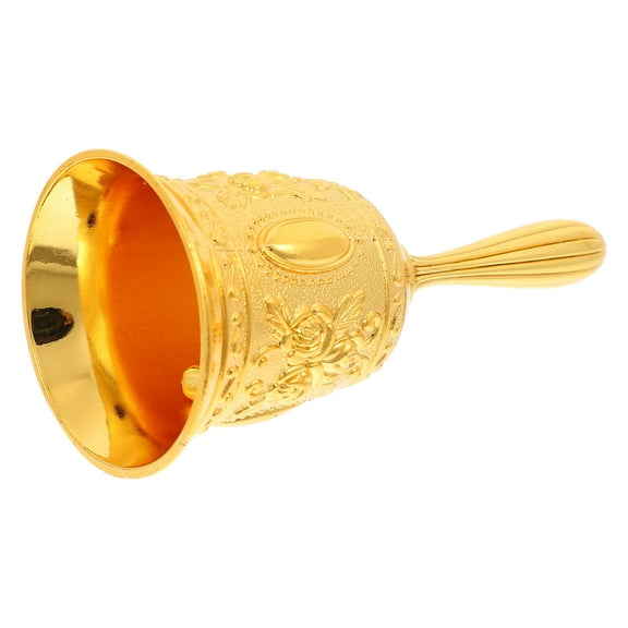 FRCOLOR Golden Metal Hand Bell for Kids with Construction and Crisp Sound Classic Vintage Style