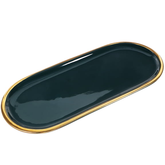 FRCOLOR Golden Phnom Penh Ceramic Plate Home Decor 25.70X12.00X1.00CM Green