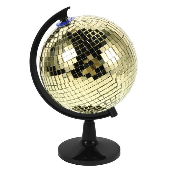 FRCOLOR Golden Reflective Mirror Globe Rotating Disco Globe For Home Decor Office Desk Events Party Decorations Flare Effect Disco