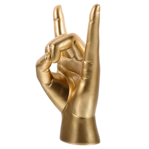 FRCOLOR Golden Resin Hand Statue with Delicate Finger Gesture for Home Office Decor 6.5 Inches