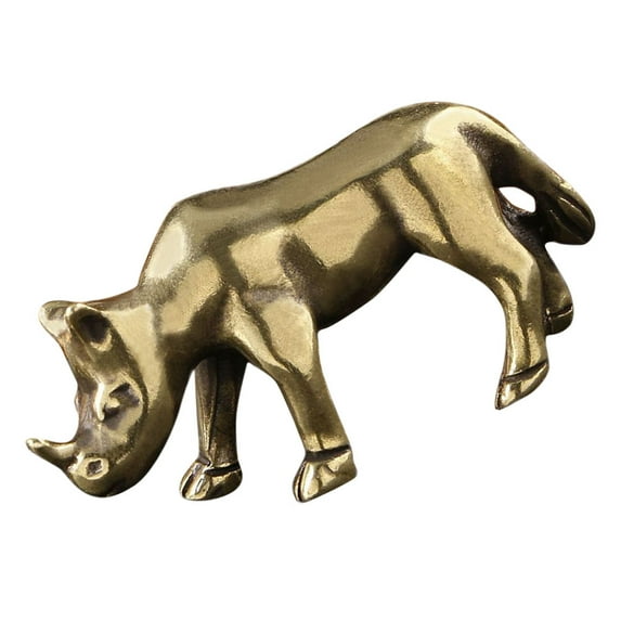 FRCOLOR Golden Brass Rhinoceros Figurine for Decoration with Durable Quality and Elegant Design