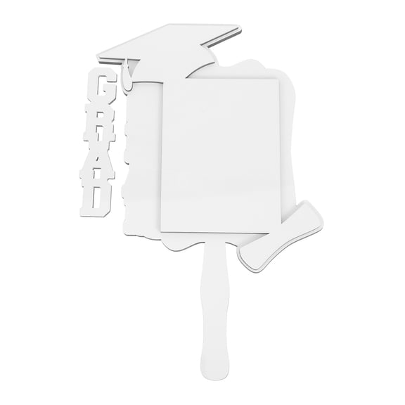 FRCOLOR Graduation DIY Heat Transfer Fan Blank Picture Frame DIY Hand Holding Picture Fan