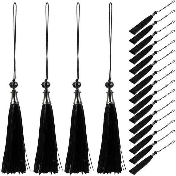 Unbranded Graduation Tassel Charm for Hat Made of Polyester Black Color Suitable for Party Decoration 50 Pieces