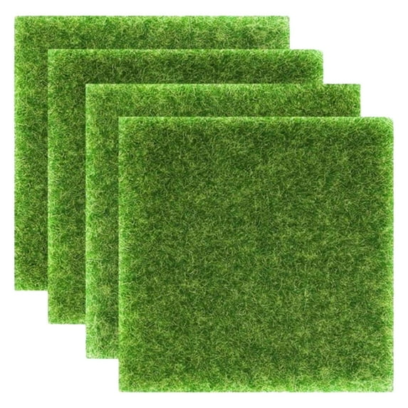 WASHWEPE Faux Grass Rug Plastic 4Set 5.9x5.9in