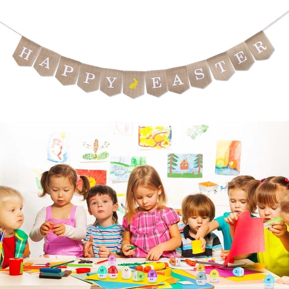 TAILTOSS Easter Bunting Banner in Jute for Rustic Spring Event Decoration