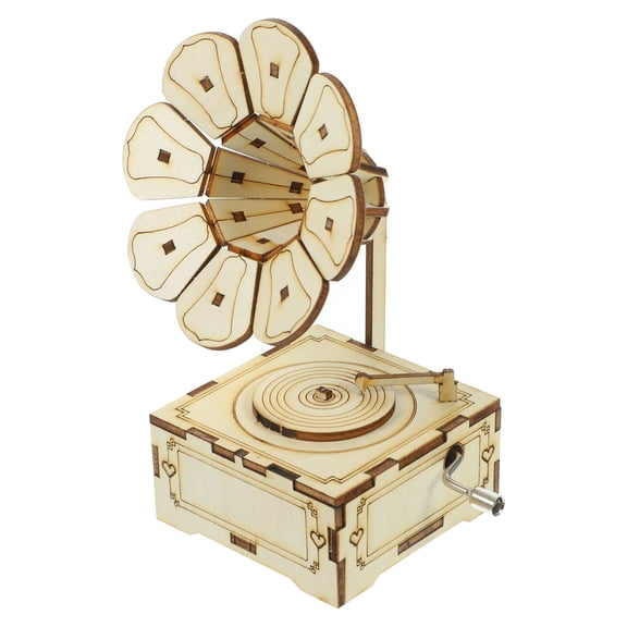 LABSERRON Beige DIY Wooden Music Box for Decoration MultiFunctional Craft with Wood and Iron Material